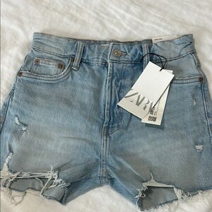 Zara Blue Jean Shorts High-Waisted Distressed